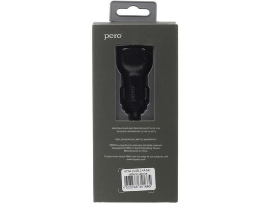 Зарядное устройство PERO AC04 2USB 2.4A AUTOMAX черный